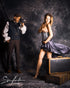SiaLinda: Rock Gina II, aubergine, lila, Satin, Lilien Applikation, asymmetrisch, geschlitzt
